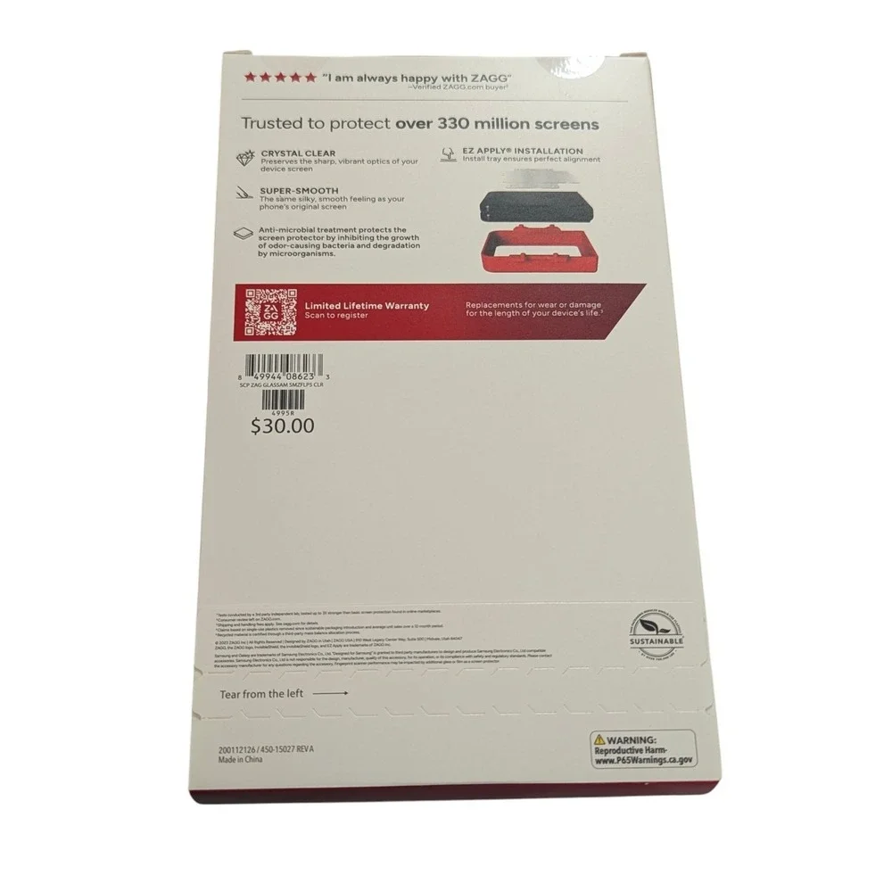 V1-N 2-pack ZAGG Invisible‎ Shield Glass Screen Protector Samsung Galaxy Z Flip5